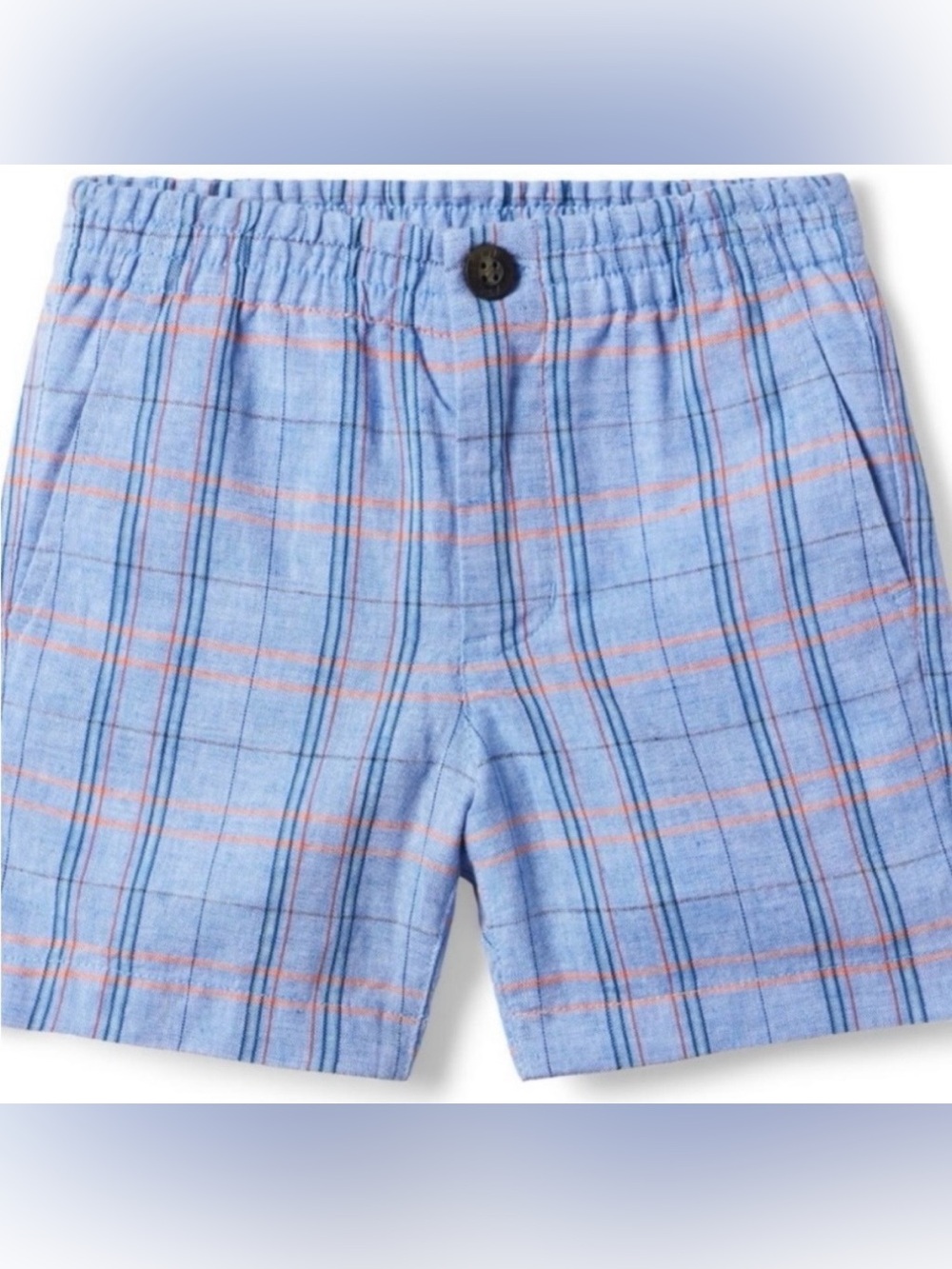 JANIE AND JACK PLAID LINEN-COTTON PULL-ON SHORT